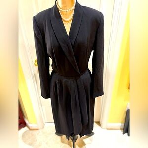 CLASSIC VINTAGE KASPER LONG SLEEVE BLACK WRAP DRESS